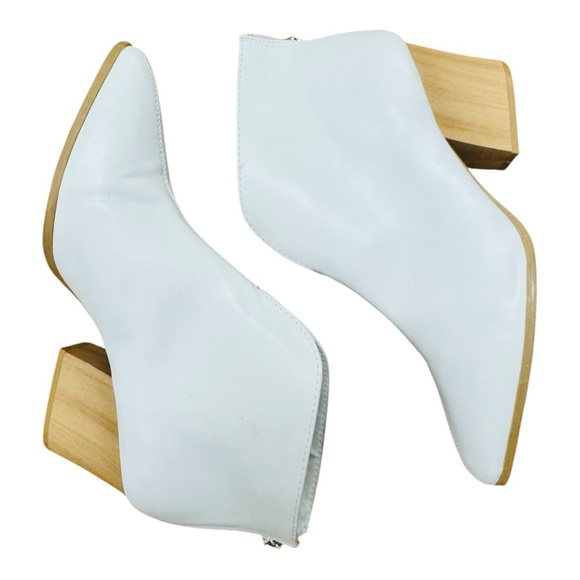 Qupid White Ankle Boots with Tan Heel - Picture 1 of 6